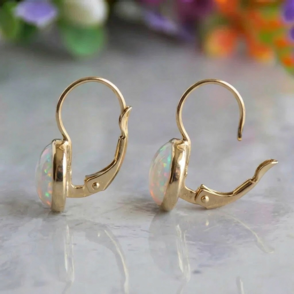 Antique Opal Glow Earrings | Gold Maya Henry Jewelry