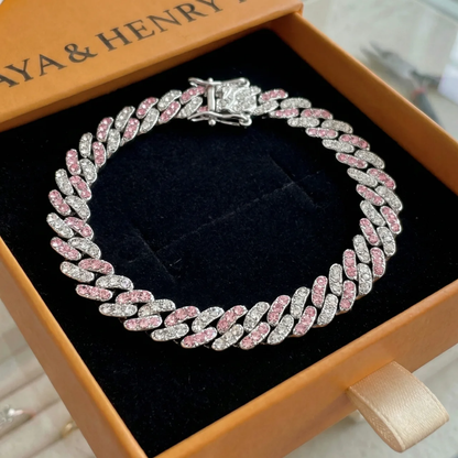 Arctic Blush Cuban Bracelet | White Gold Maya Henry Jewelry