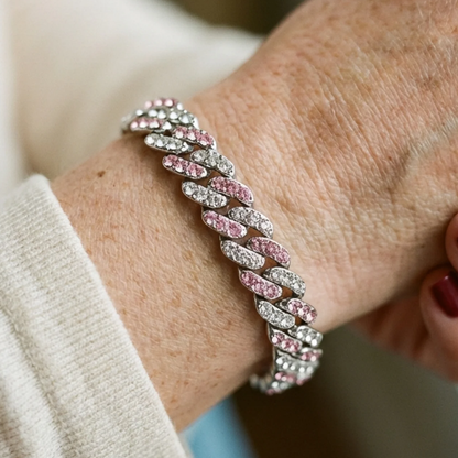 Arctic Blush Cuban Bracelet | White Gold Maya Henry Jewelry