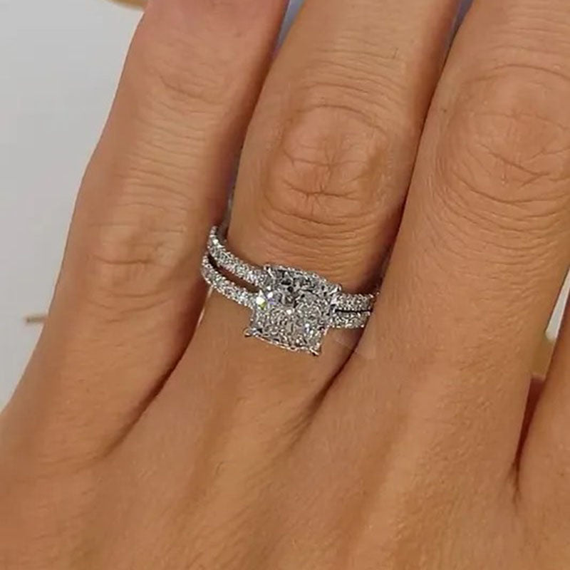 Bridal Cushion 2PC Ring Set | White Gold Maya Henry Jewelry