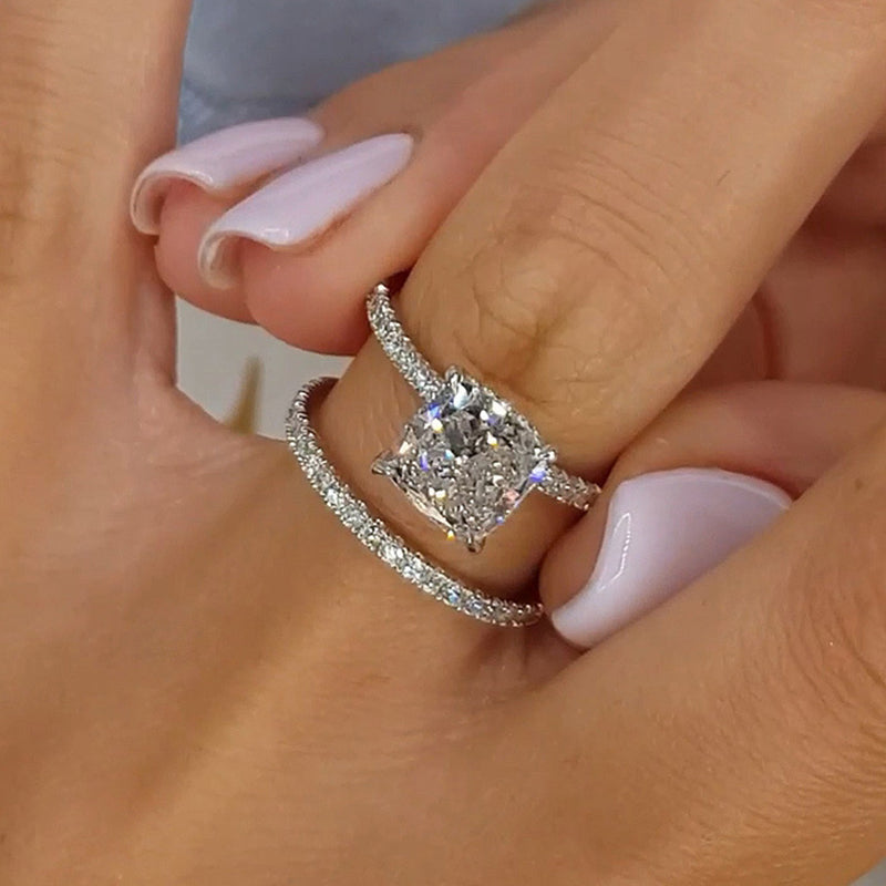 Bridal Cushion 2PC Ring Set | White Gold Maya Henry Jewelry