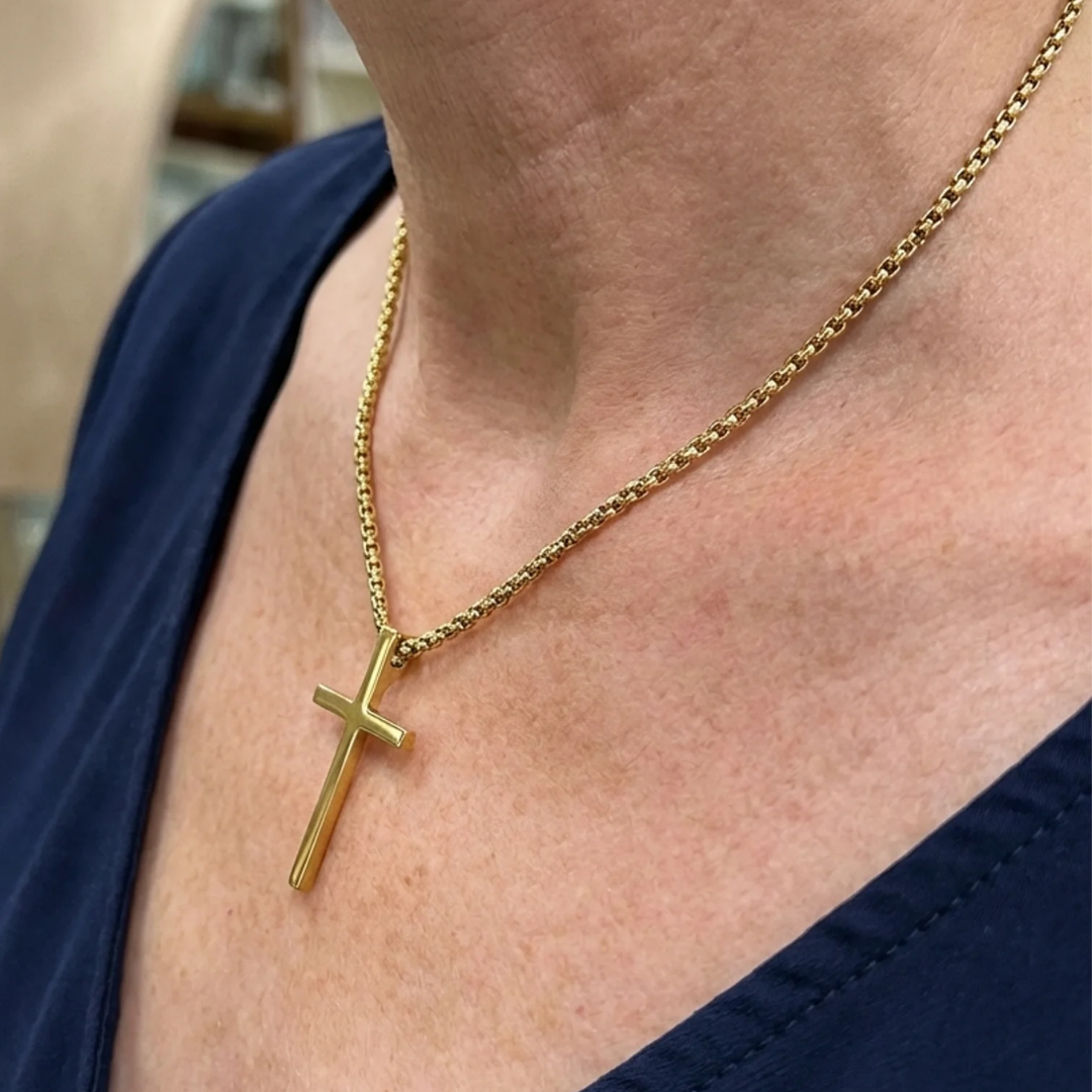 Bezel Cross Necklace | Gold Maya Henry Jewelry
