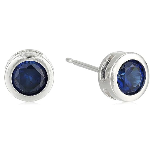 Sapphire Bezel Stud Earrings | White Gold Maya Henry Jewelry