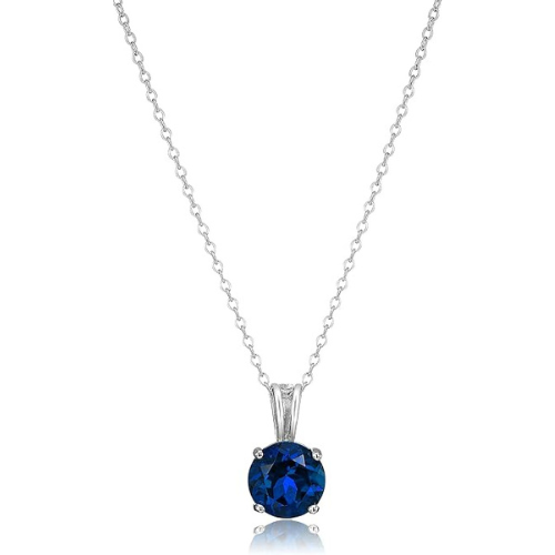 Round Cut Sapphire Necklace | White Gold Maya Henry Jewelry