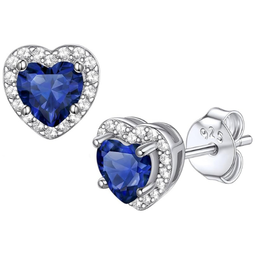 Sapphire Heart Stud Earrings Earrings | White Gold Maya Henry Jewelry