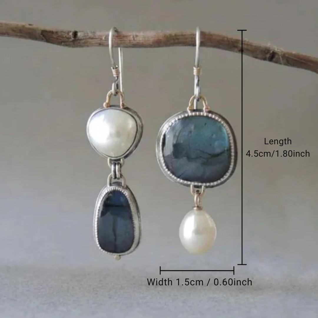 Vintage Blue Stone Pearl Earrings Maya Henry Jewelry