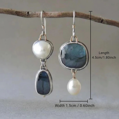 Vintage Blue Stone Pearl Earrings Maya Henry Jewelry