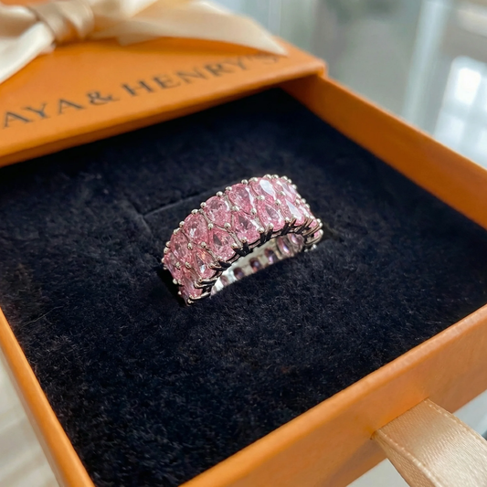 Blush Cascade Eternity Ring | White Gold Maya Henry Jewelry