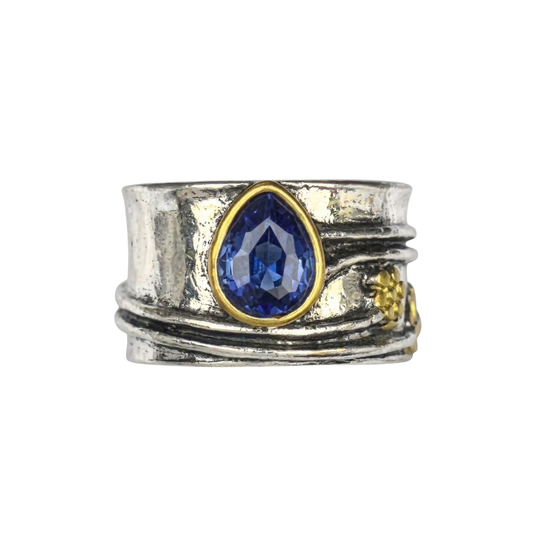 Bohemian Gemstone Meditation Ring | White Gold Maya Henry Jewelry