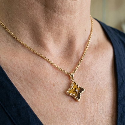 White Clover Pendant Necklace | Gold Maya Henry Jewelry
