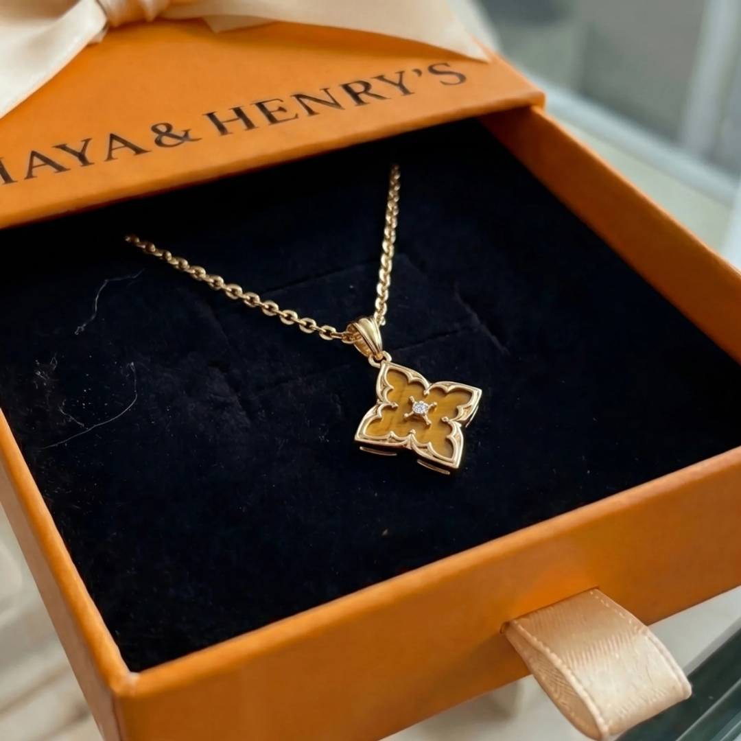 Brown Clover Pendant Necklace | Gold Maya Henry Jewelry