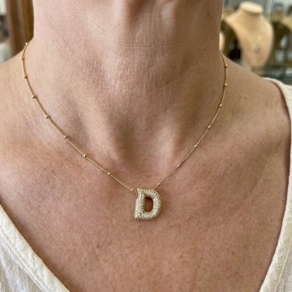 Bubble letter initial necklace set | Gold Maya Henry Jewelry