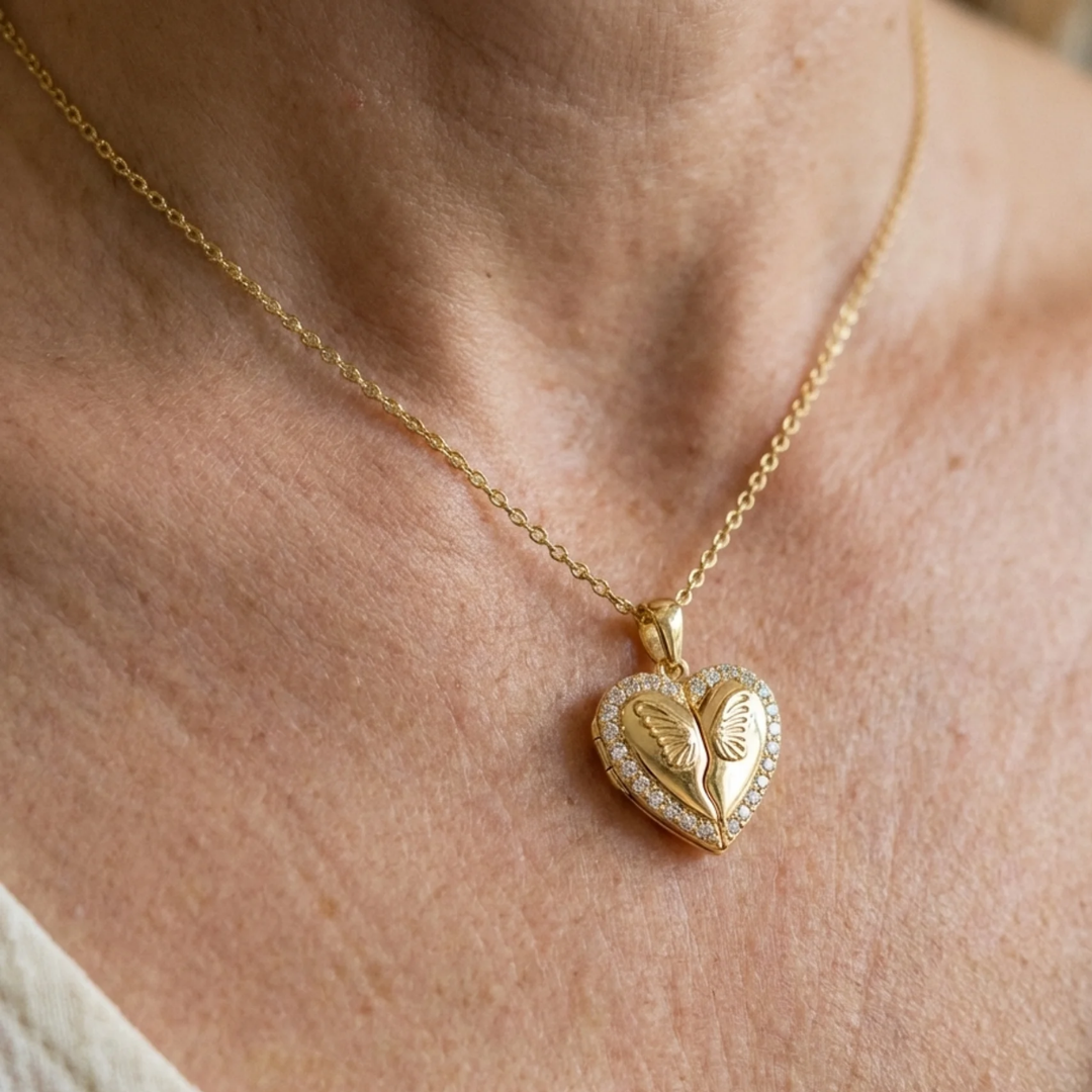 Butterfly Heart Necklace | Gold Maya Henry Jewelry