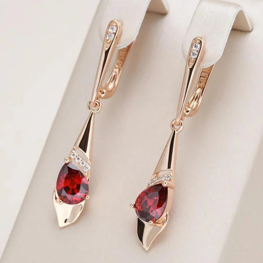Exquisite Pendant with Red Crystal Earrings | Gold Maya Henry Jewelry