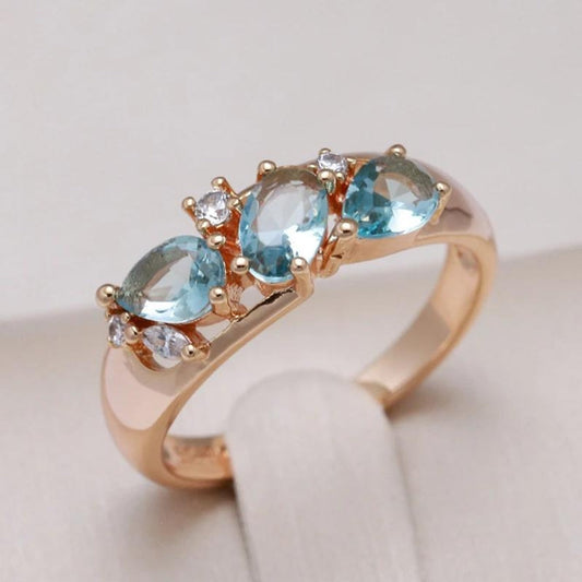 Elegant Blue Vintage Zirconia Ring in Gold Maya Henry Jewelry