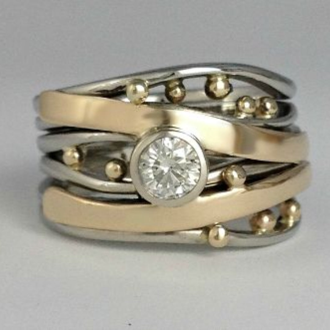 Royal - Vintage Gold Inlaid Zirconia Ring Maya Henry Jewelry