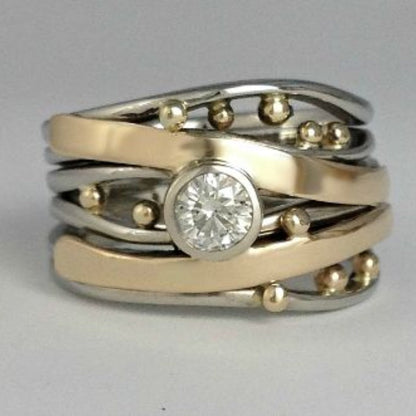Royal - Vintage Gold Inlaid Zirconia Ring Maya Henry Jewelry