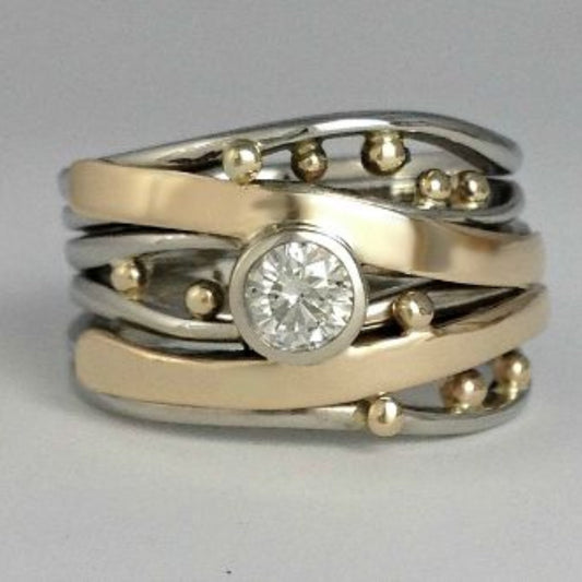 Royal - Vintage Gold Inlaid Zirconia Ring Maya Henry Jewelry