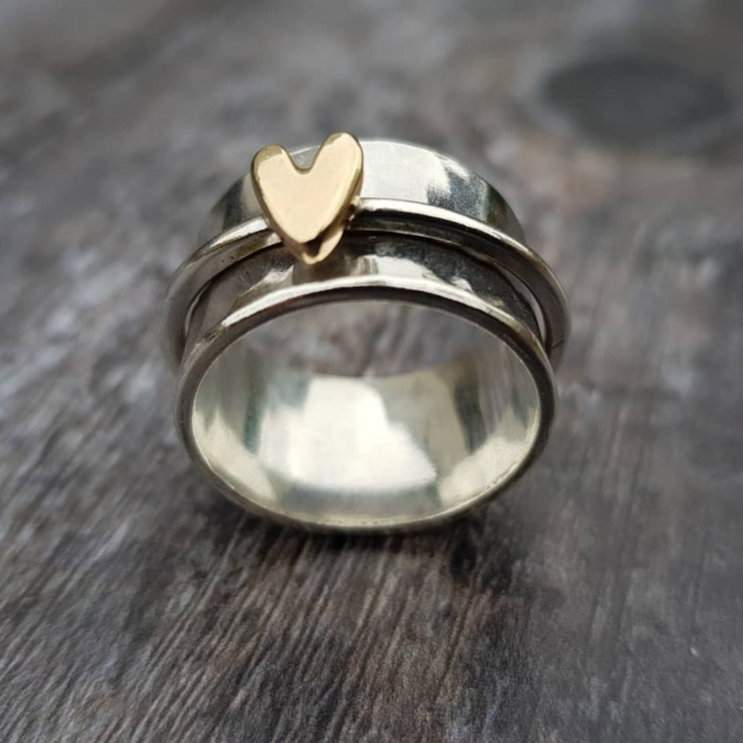 Golden Heart Silver Ring Maya Henry Jewelry