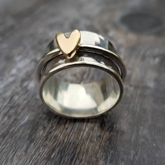Golden Heart Silver Ring Maya Henry Jewelry