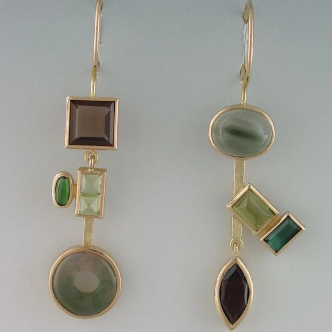 Vintage Dangling Crystal Forest Earrings | Gold Maya Henry Jewelry