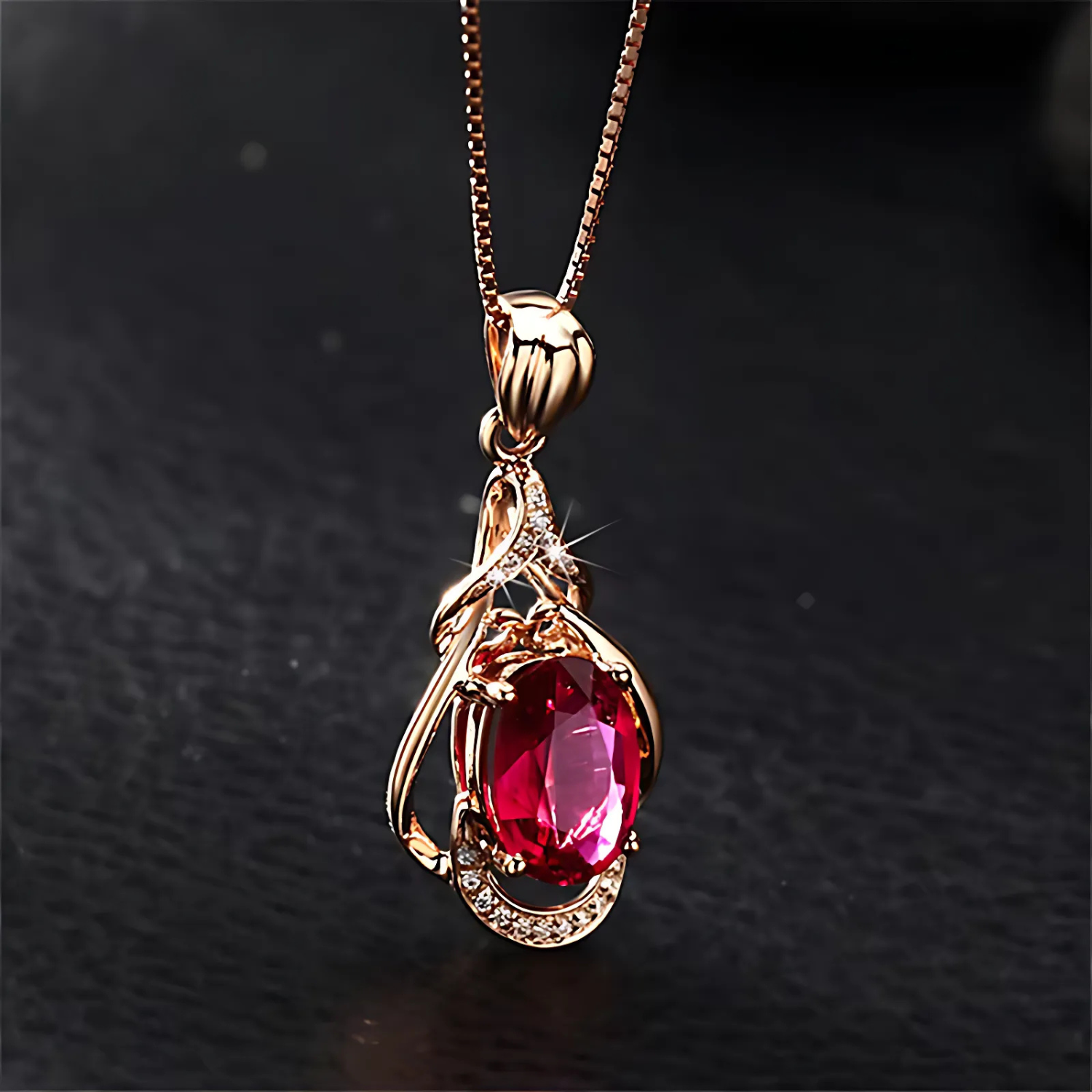 Exquisite Red Crystal Gold Necklace Maya Henry Jewelry