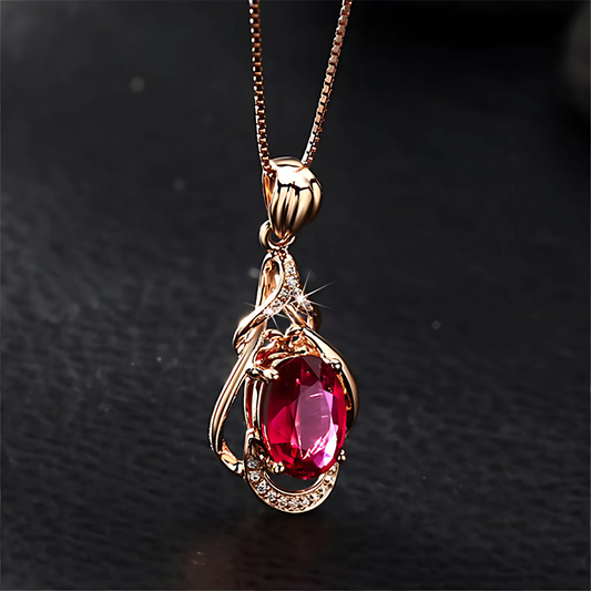 Exquisite Red Crystal Gold Necklace Maya Henry Jewelry