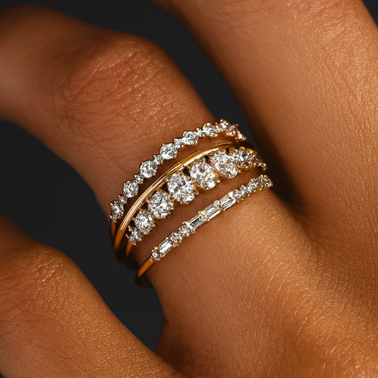 Vintage Golden Zirconia Ring Set Maya Henry Jewelry