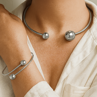 Minimalist Glow Collar & Cuff Bracelet Set | Gold Maya Henry Jewelry
