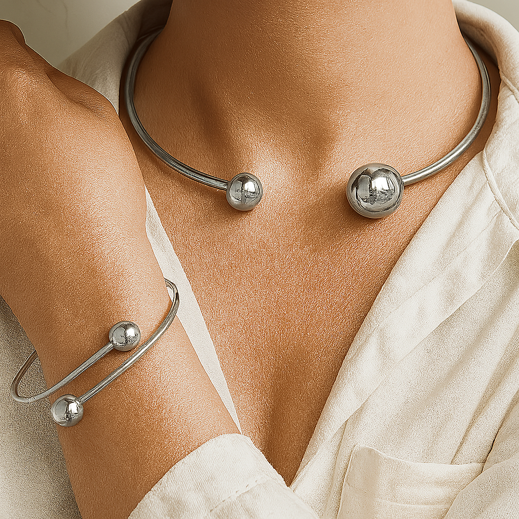 Minimalist Glow Collar & Cuff Bracelet Set | Gold Maya Henry Jewelry