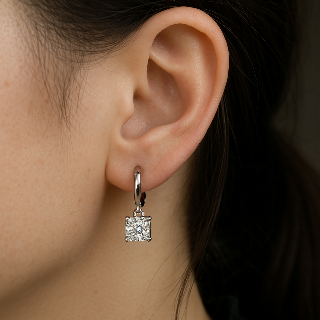 Aurora Square Drop Earrings | White gold Maya Henry Jewelry