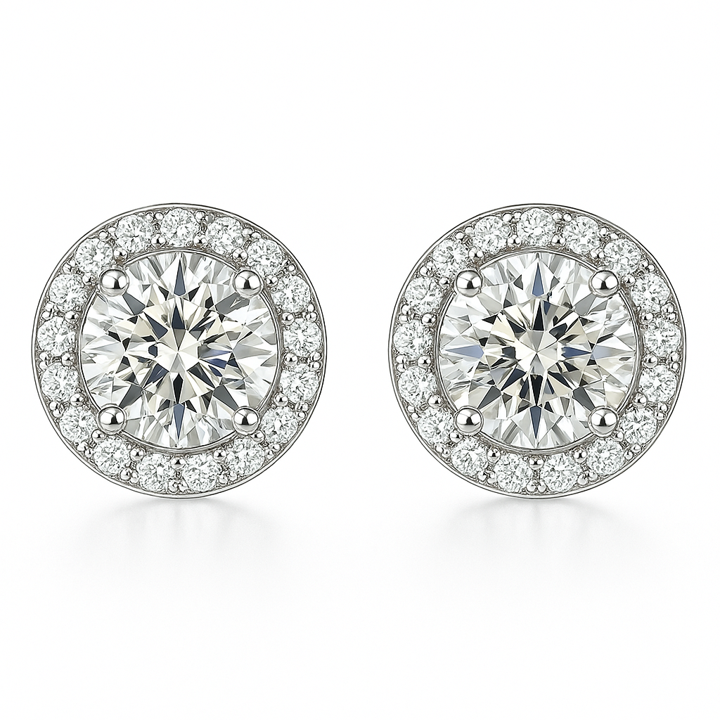 Glacé Glamour round Earrings | White gold Maya Henry Jewelry