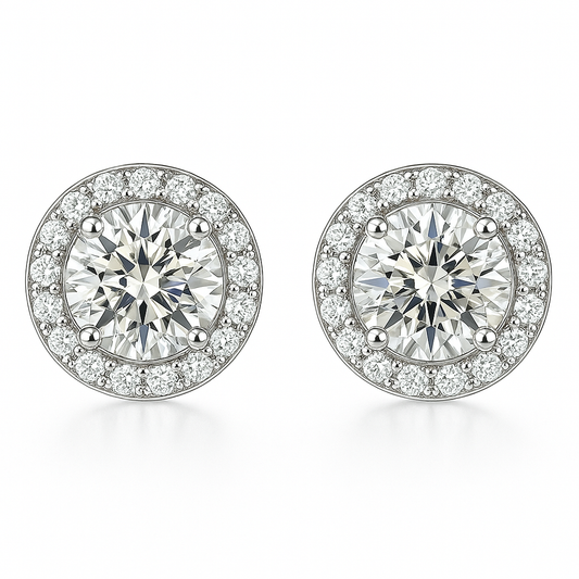 Glacé Glamour round Earrings | White gold Maya Henry Jewelry