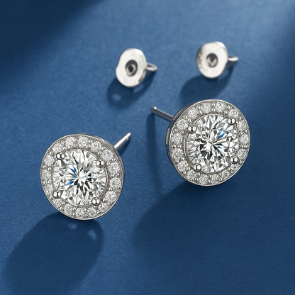 Glacé Glamour round Earrings | White gold Maya Henry Jewelry