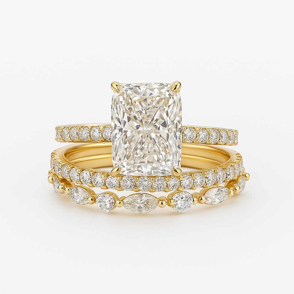 Jaily 3PC Wedding Ring Set | Gold Maya Henry Jewelry