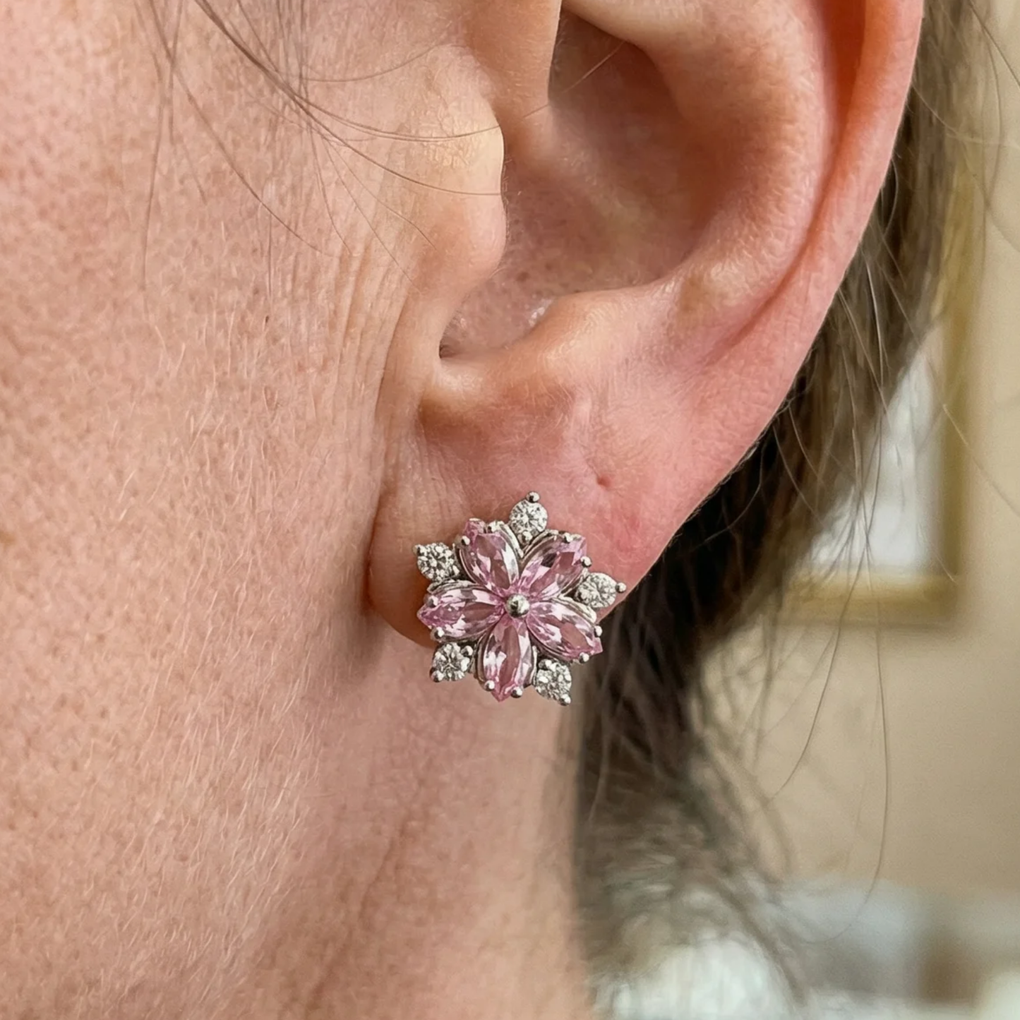 Cherry Blossom Earrings | White Gold Maya Henry Jewelry