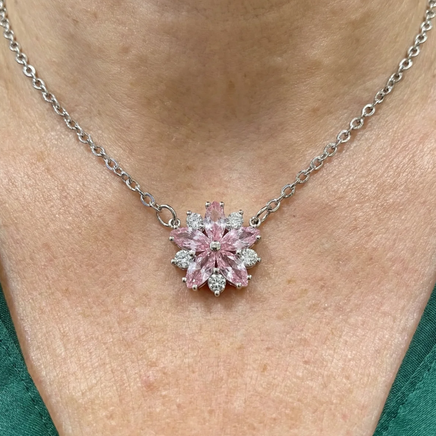 Cherry Blossom Necklace | White Gold Maya Henry Jewelry
