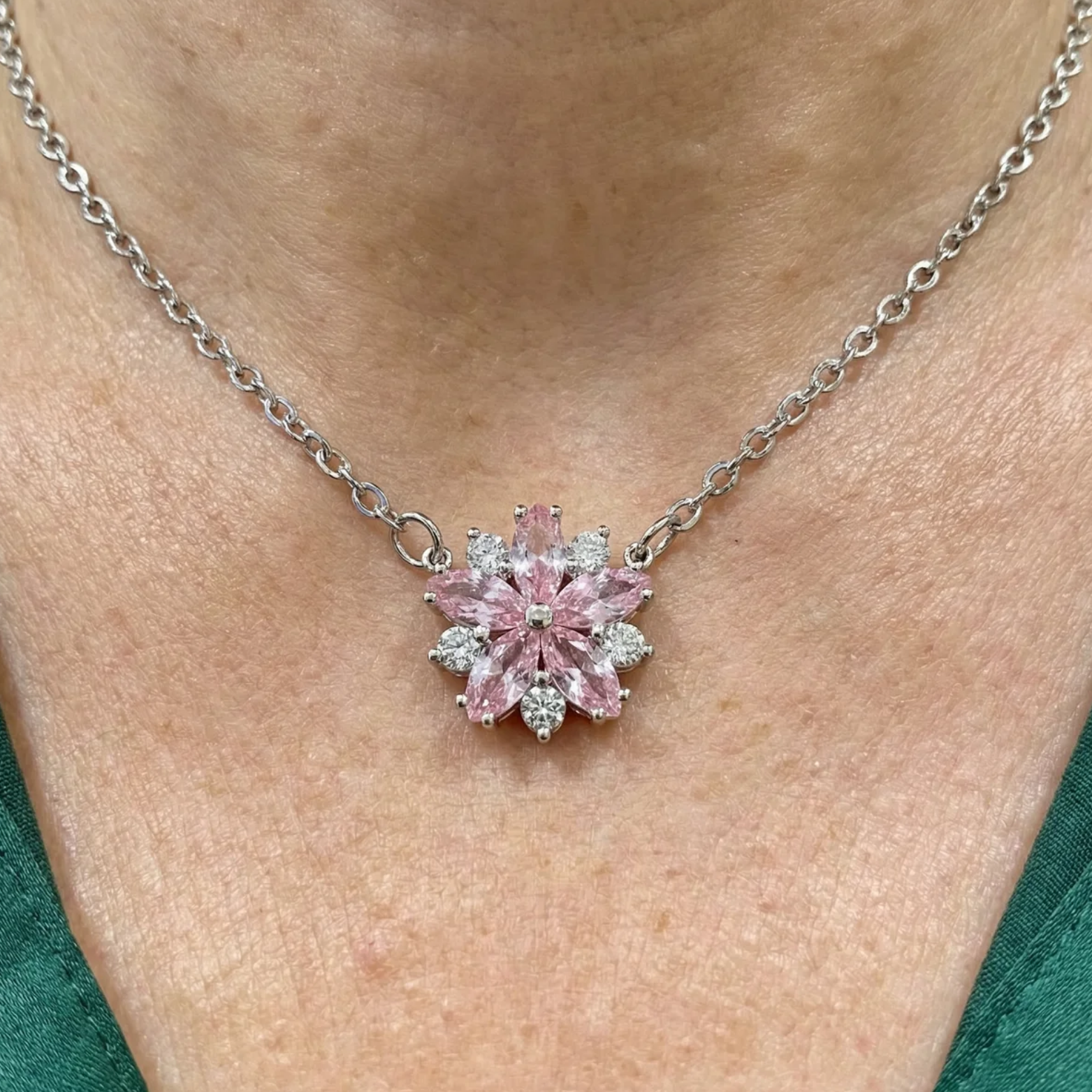 Cherry Blossom Necklace | White Gold Maya Henry Jewelry