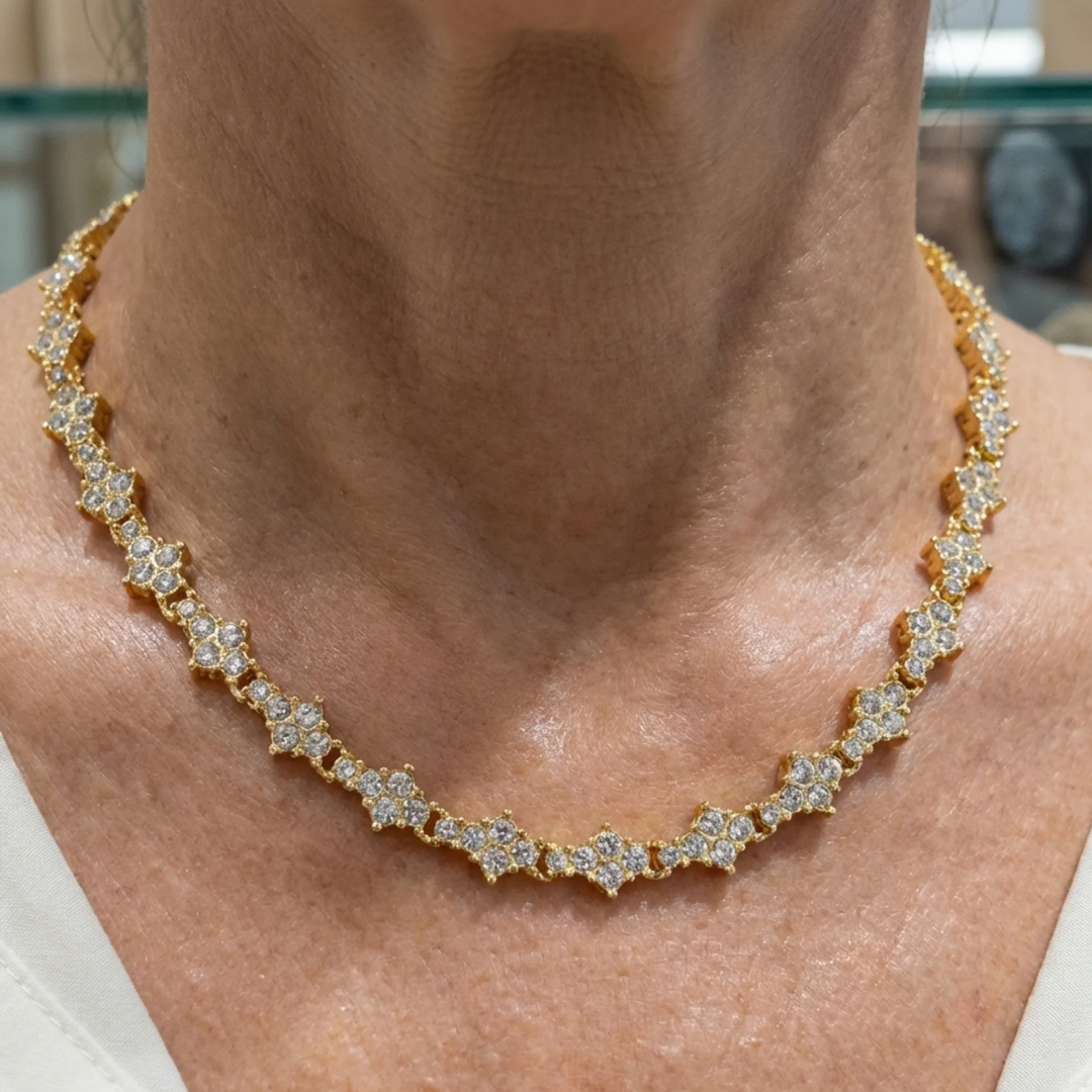 Classic Cluster Tennis Necklace | Gold Maya Henry Jewelry
