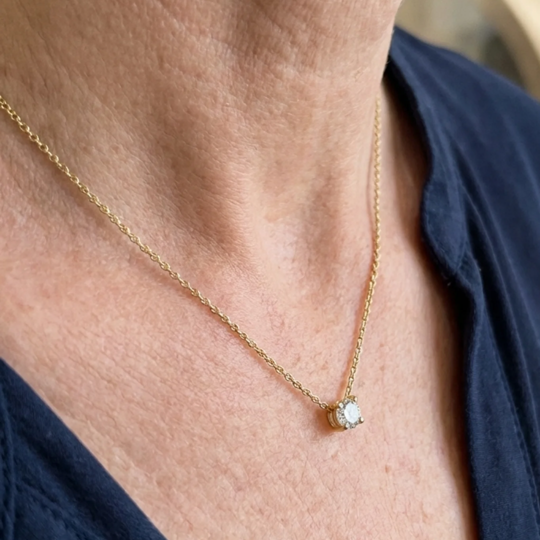 Cléa Moissanite Stone Necklace | Gold Maya Henry Jewelry