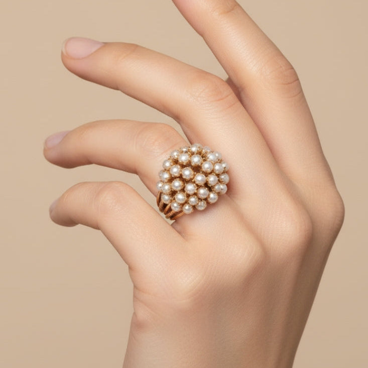 Inlaid Pearls Ring Maya Henry Jewelry