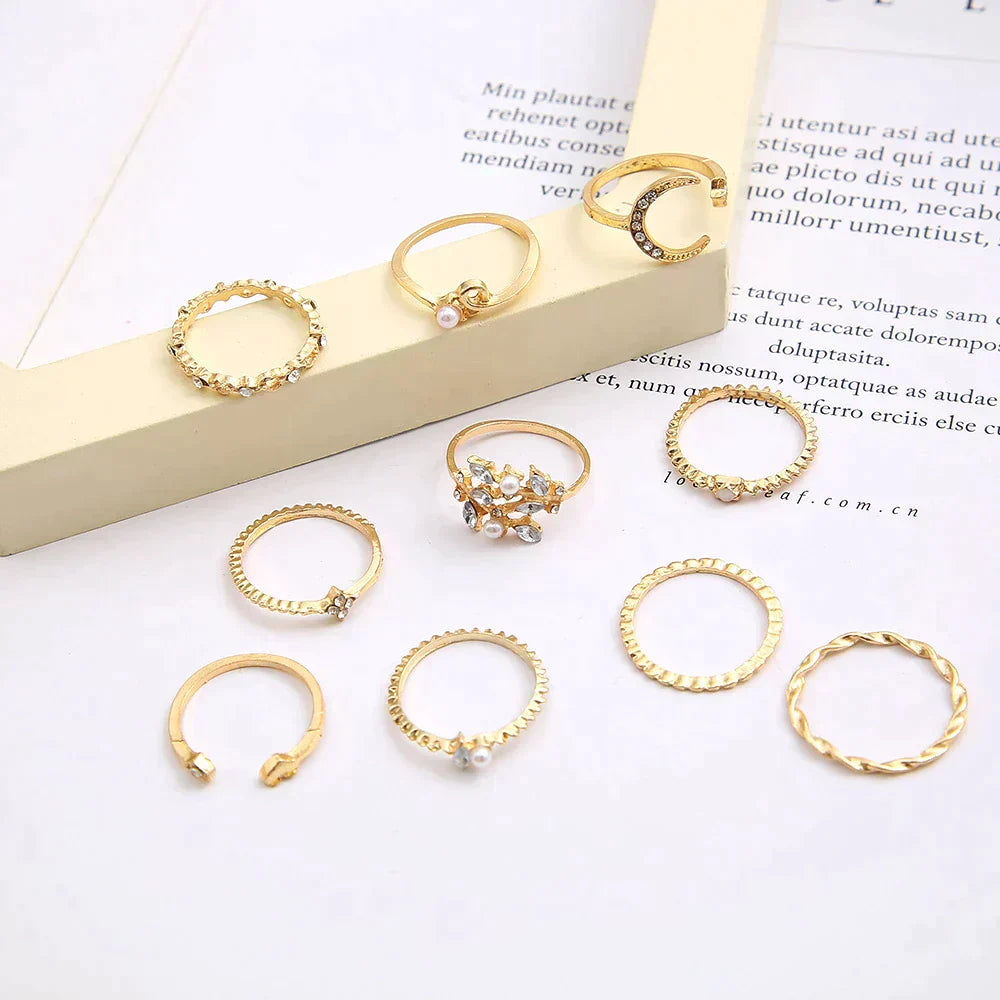 10 Pack of Bohemian Gold Rings Maya Henry Jewelry