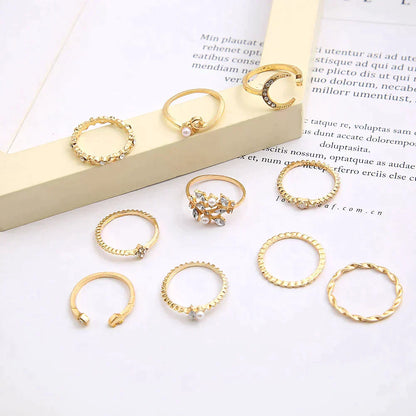 10 Pack of Bohemian Gold Rings Maya Henry Jewelry