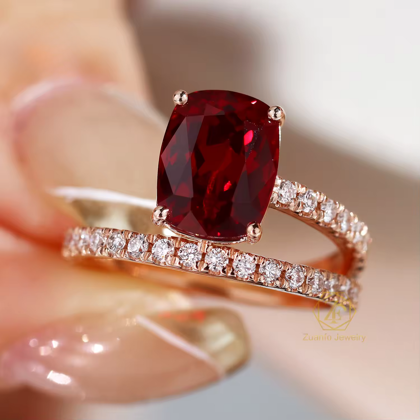 Cushion-Cut Moissanite Ring Maya Henry Jewelry