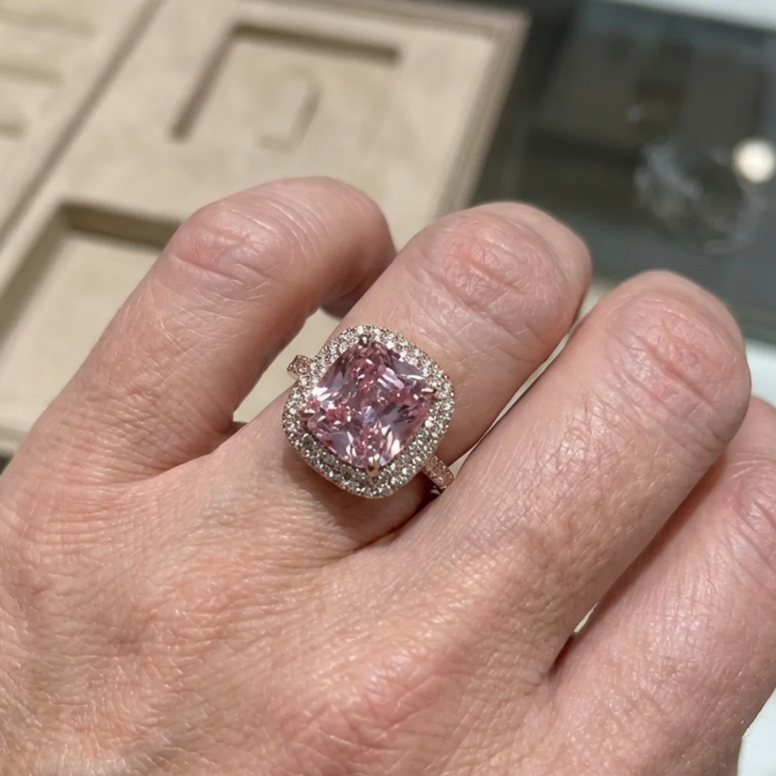 Cushion Pink Sapphire Ring | Gold Maya Henry Jewelry
