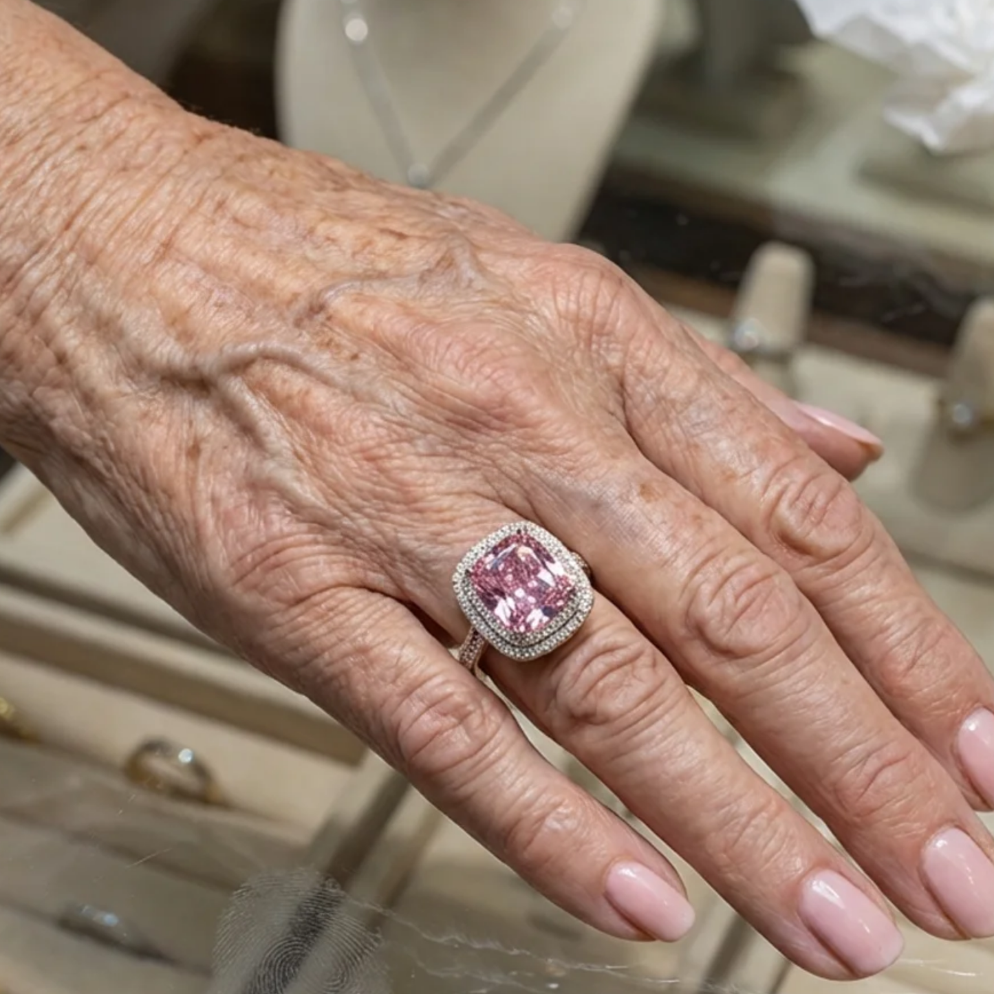 Cushion Pink Sapphire Ring | White Gold Maya Henry Jewelry
