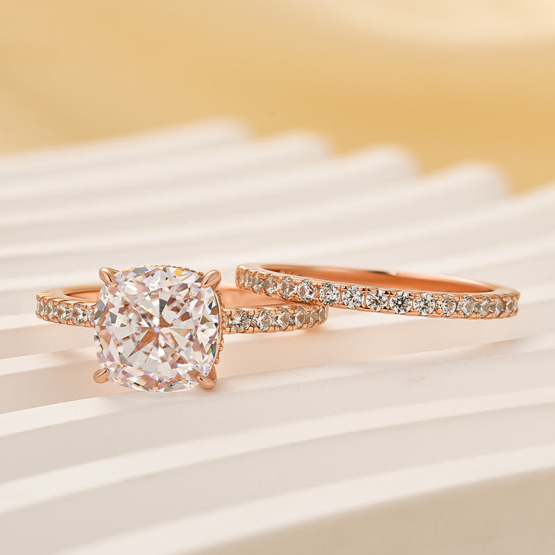 Bridal Cushion 2PC Ring Set | Rose Gold Maya Henry Jewelry