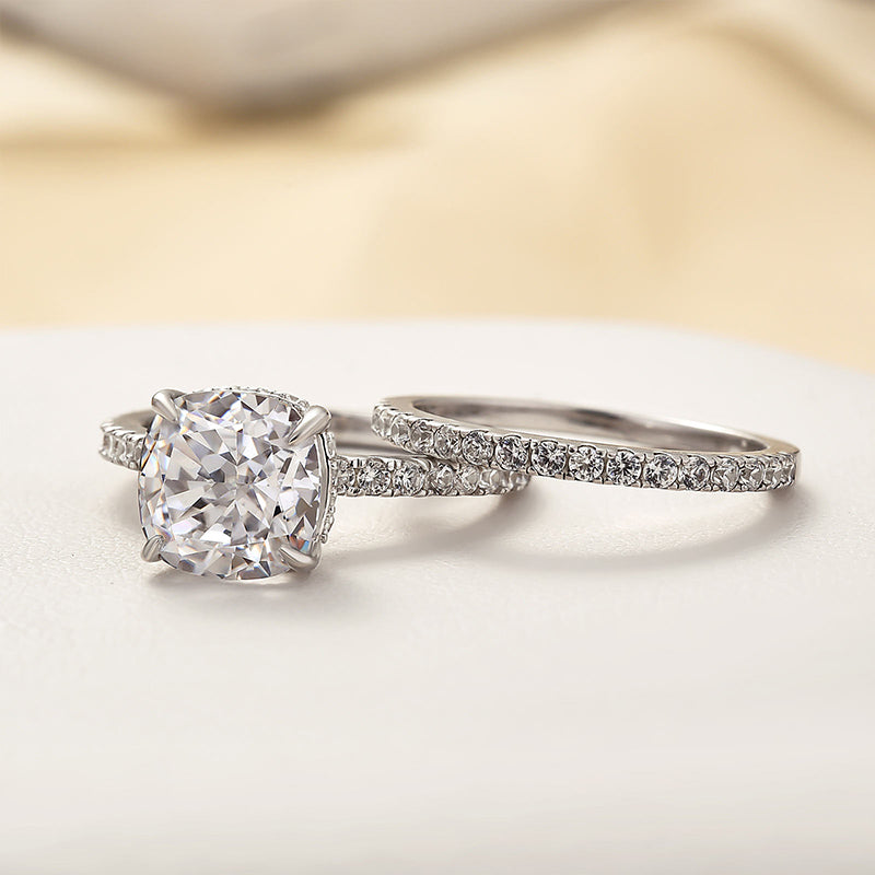 Bridal Cushion 2PC Ring Set | White Gold Maya Henry Jewelry