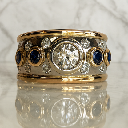 Vintage Golden Inlaid Zirconia Ring Maya Henry Jewelry