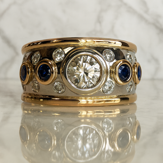 Vintage Golden Inlaid Zirconia Ring Maya Henry Jewelry